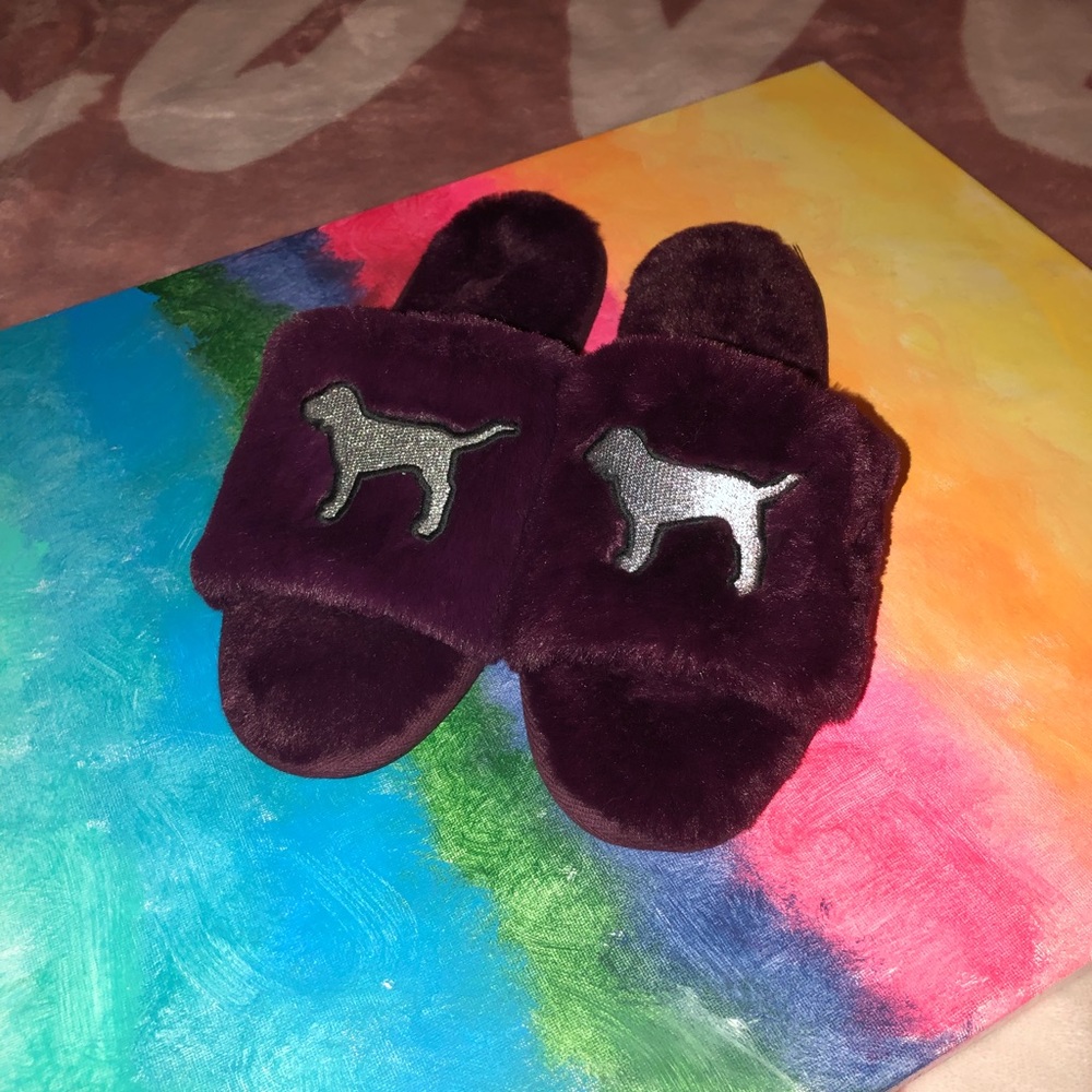 Pink (Victoria’s Secret) Velvet Purple Slides